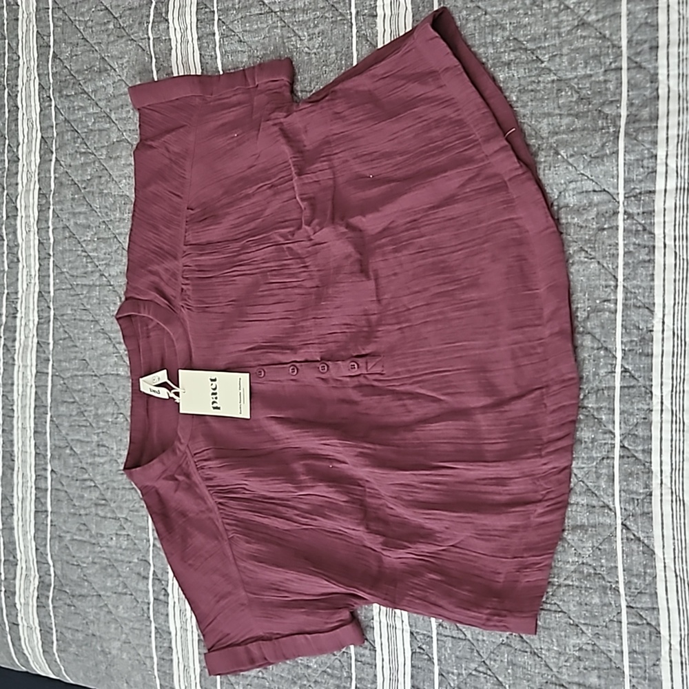 NWT PACT Coastal Gauze Popover Top, size medium